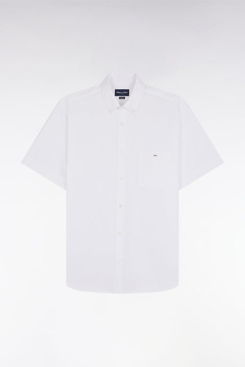 Chemise à manches courtes en coton blanc coupe droite - Image 2
