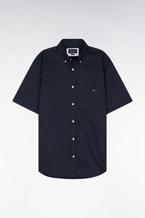 Chemise à manches courtes en coton marine coupe droite - Image 2