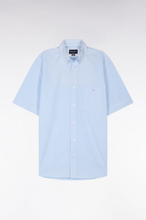 Chemise à manches courtes en coton rayé ciel coupe droite - Image 2