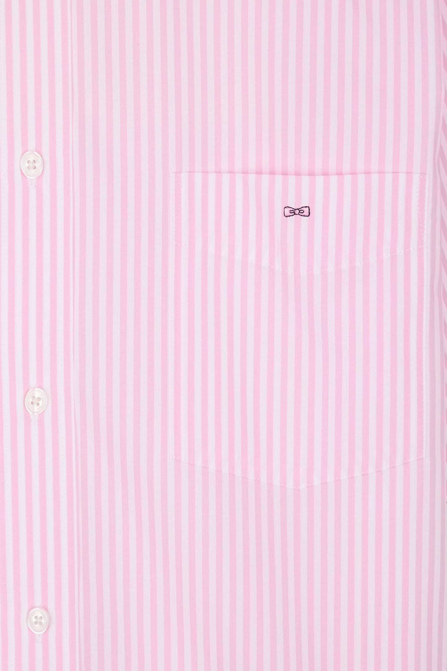 Chemise à manches courtes en coton rayé rose coupe droite