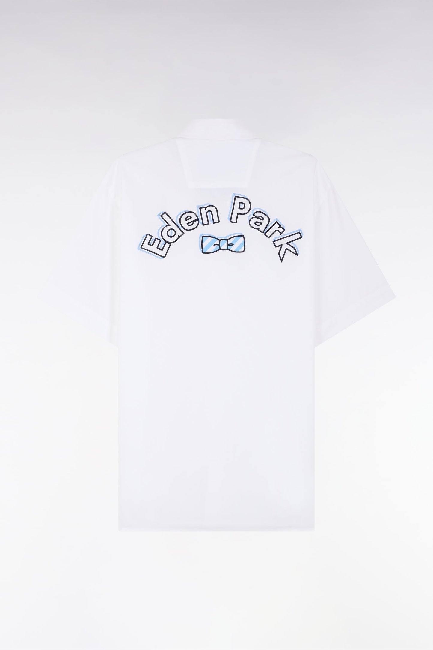Chemise à manches courtes en coton blanc broderie Eden Park coupe droite