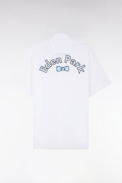 Chemise à manches courtes en coton blanc broderie Eden Park coupe droite - Image 2