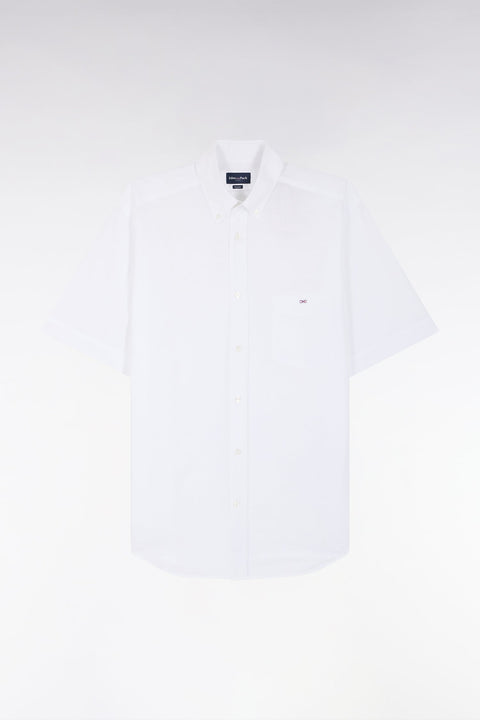 Chemise à manches courtes en coton texturé blanc coupe droite - Image 2