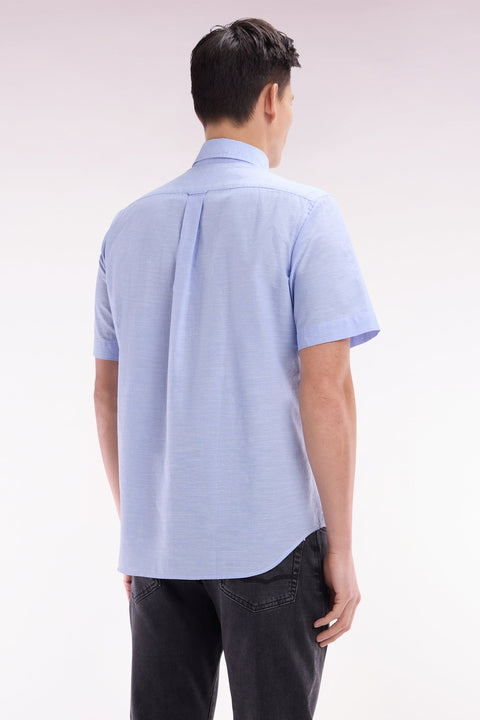Chemise à manches courtes en coton texturé ciel coupe droite - Image 3