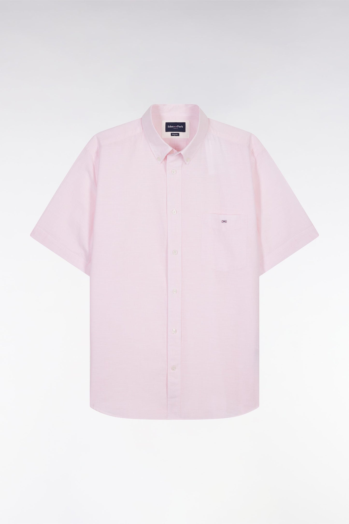 Chemise à manches courtes en coton rose coupe droite