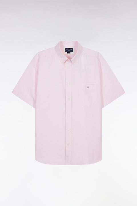 Chemise à manches courtes en coton rose coupe droite - Image 2