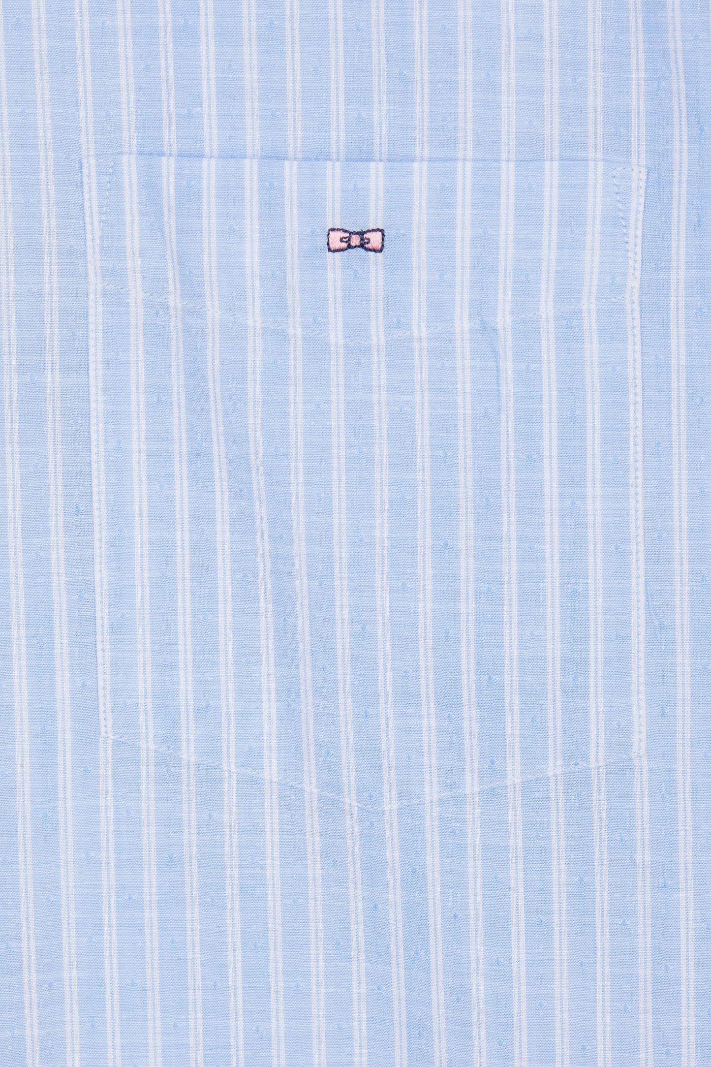 Chemise rayée à manches courtes en coton ciel coupe droite