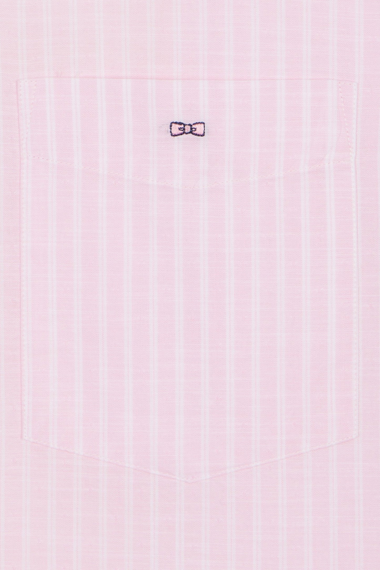 Chemise rayée à manches courtes en coton rose coupe droite