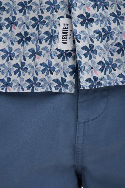 Chemise à manches courtes en coton gris moyen imprimé fleurs graphique coupe droite - Image 3