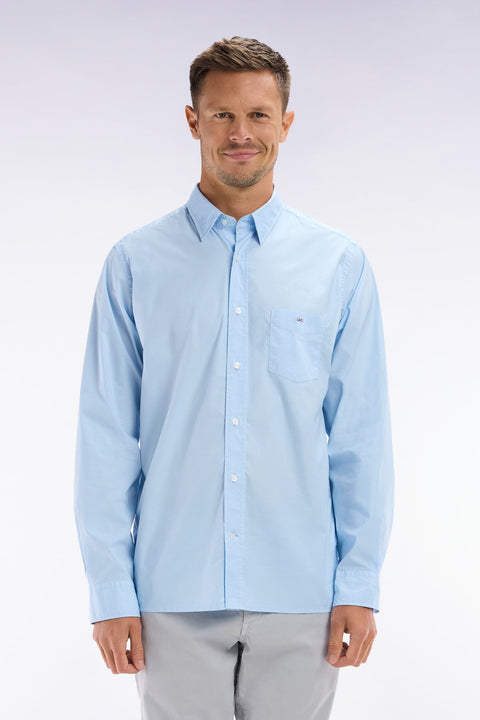 Chemise unisexe en coton et lyocell stretch ciel coupe droite - Image 1