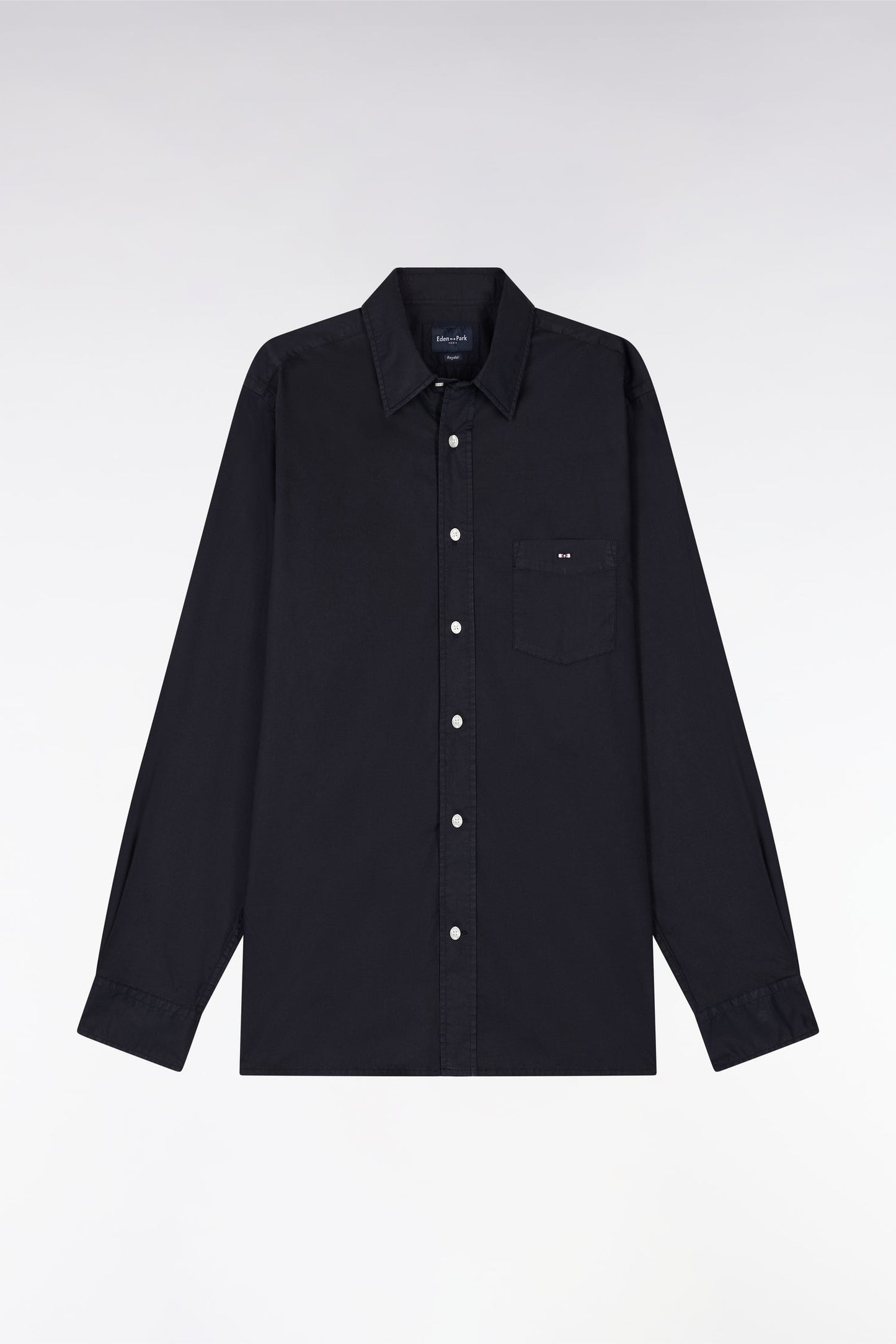 Chemise unisexe en coton et lyocell stretch marine coupe droite