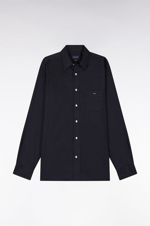 Chemise unisexe en coton et lyocell stretch marine coupe droite - Image 2