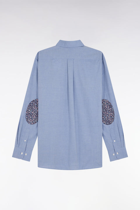 Chemise en coton bleu ciel coudière coupe droite - Image 2