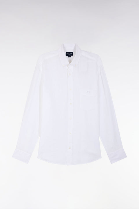 Chemise en lin blanc unie coupe droite - Image 2