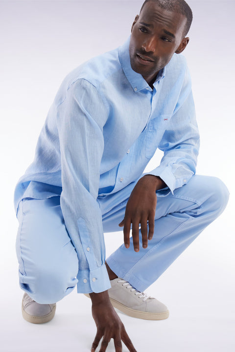 Chemise en lin ciel unie coupe droite - Image 3