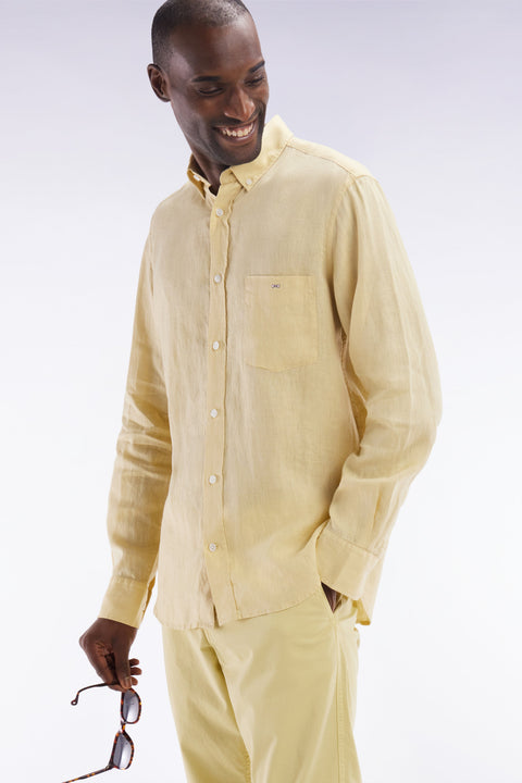 Chemise en lin ivoire unie coupe droite - Image 3