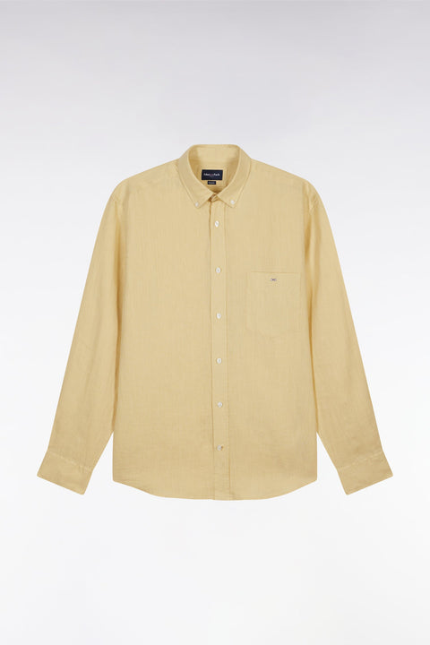 Chemise en lin ivoire unie coupe droite - Image 2