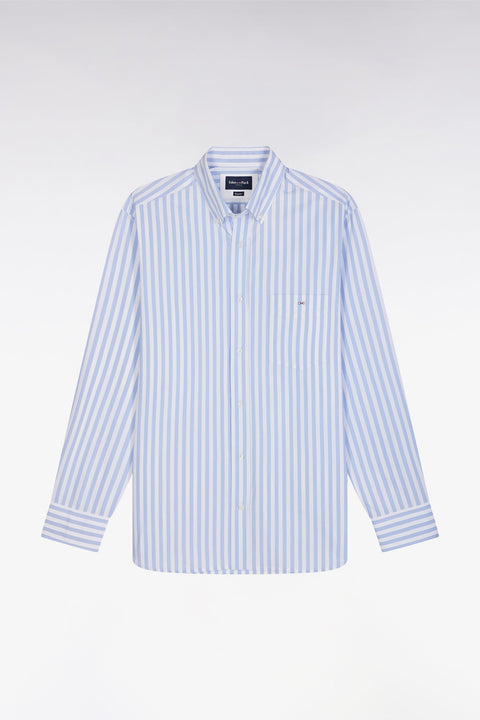 Chemise à rayures bâtons en coton gris clair coupe droite - Image 2
