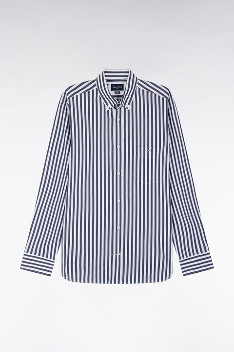 Chemise à rayures bâtons en coton marine coupe droite - Image 2