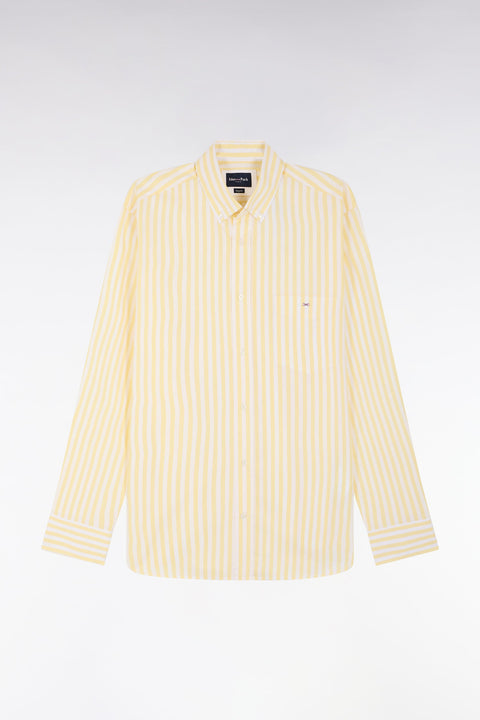 Chemise à rayures bâtons en coton ivoire coupe droite - Image 2
