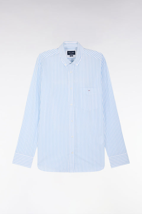 Chemise en coton rayée bleu ciel coupe droite - Image 2
