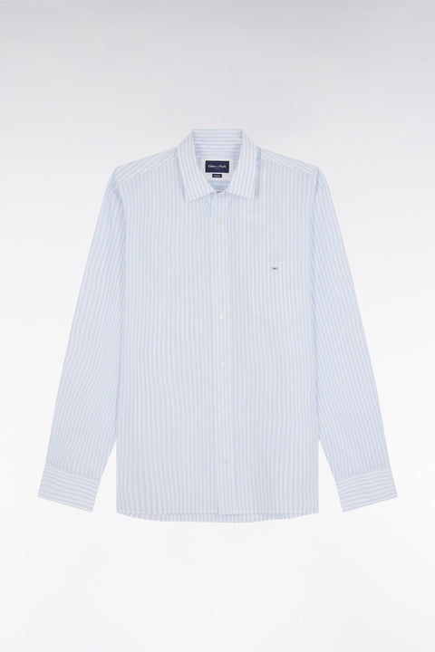 Chemise en coton à rayures ciel coupe droite - Image 2