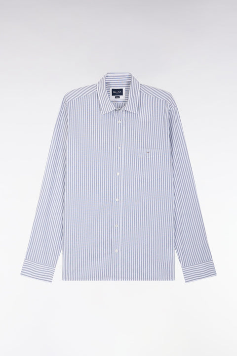 Chemise en coton à rayures bleu foncé coupe droite - Image 2