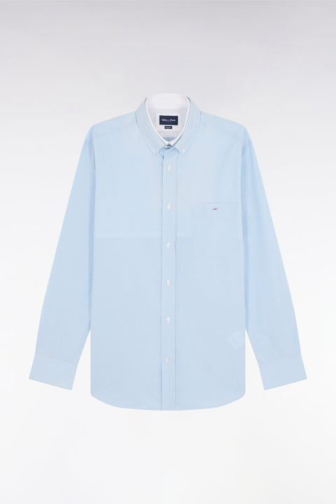 Chemise imprimé vichy en coton ciel coupe droite - Image 2
