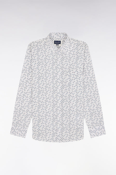 Chemise en popeline de coton écrue microimprimé nœud papillon coupe droite - Image 2