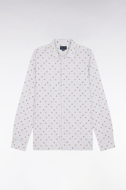 Chemise à micromotifs nœuds en coton sable coupe droite - Image 2