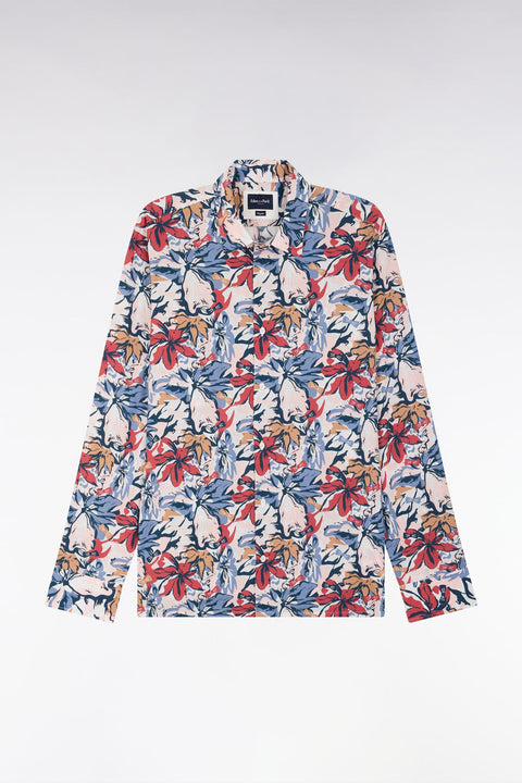 Chemise en popeline de coton imprimé tropical nœud papillon coupe droite - Image 2