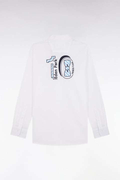 Chemise en coton pinpoint blanc broderie 10 coupe droite - Image 2