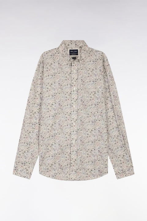 Chemise en popeline de coton Pima kaki à micromotif floral coupe droite - Image 2