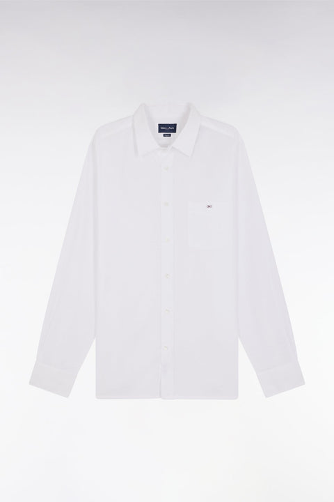 Chemise unie à poche plaquée en coton blanc - Image 2