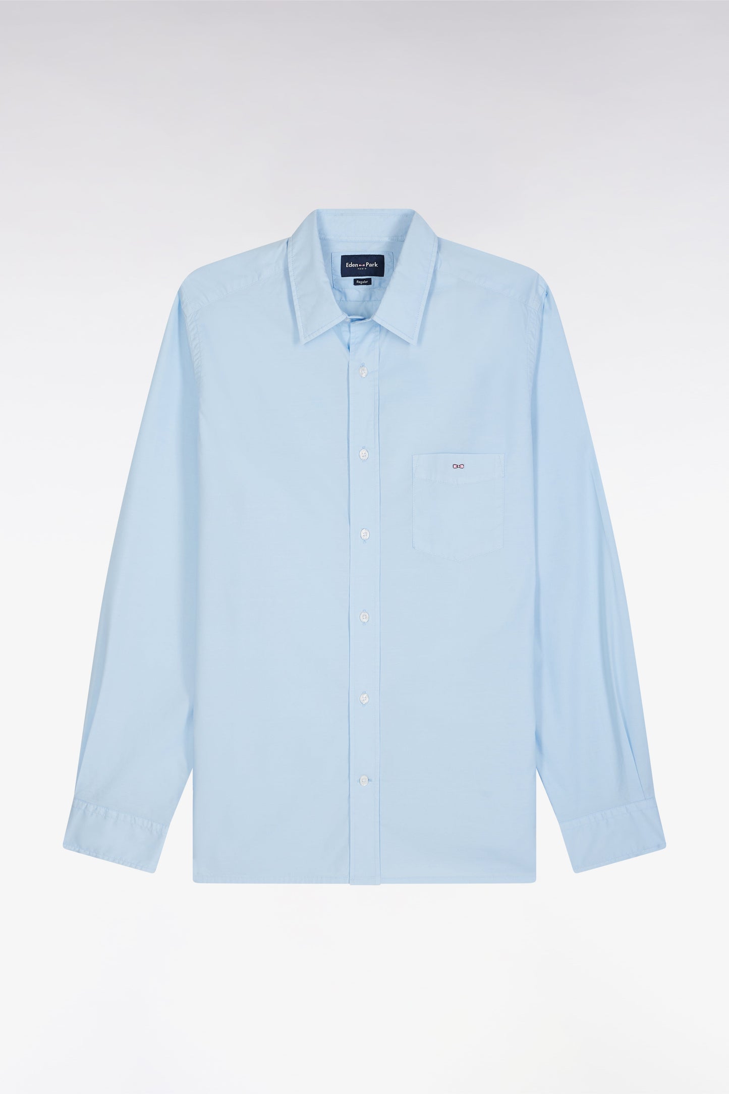 Chemise en twill de coton ciel unie coupe droite