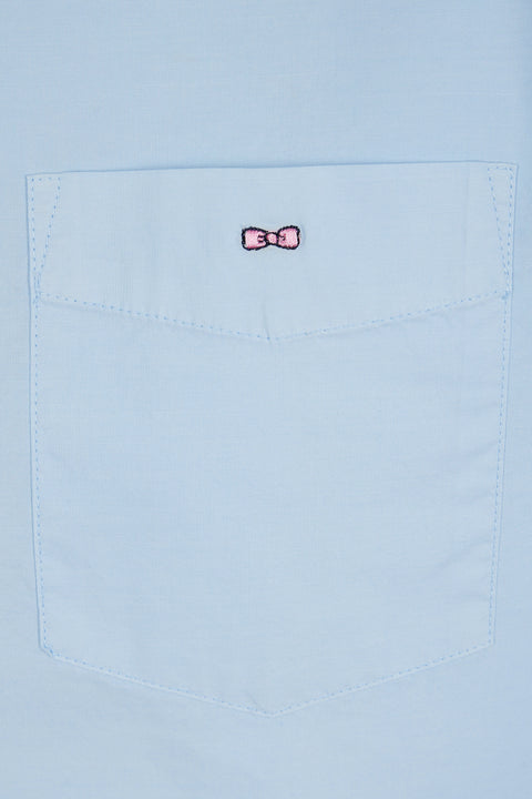 Chemise en twill de coton ciel unie coupe droite - Image 2