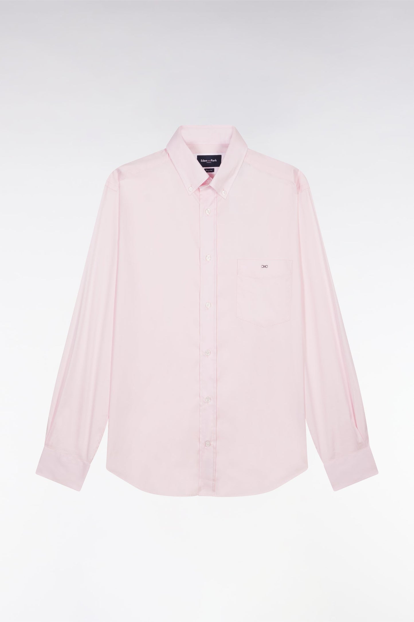 Chemise en twill de coton rose unie coupe droite