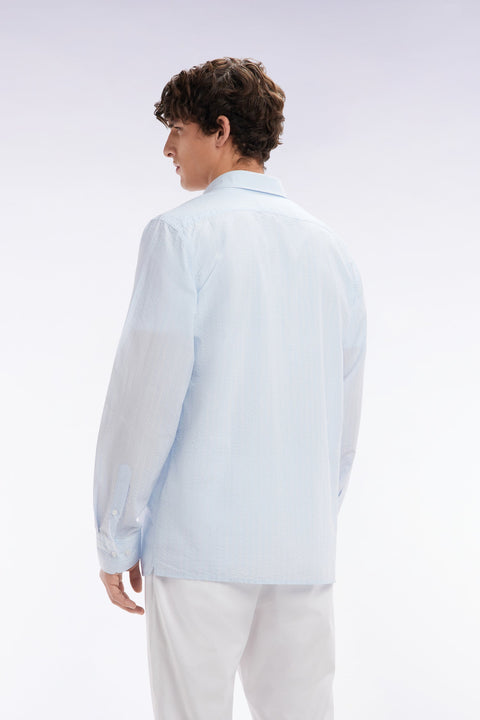 Chemise en coton seersucker rayée ciel coupe droite - Image 3