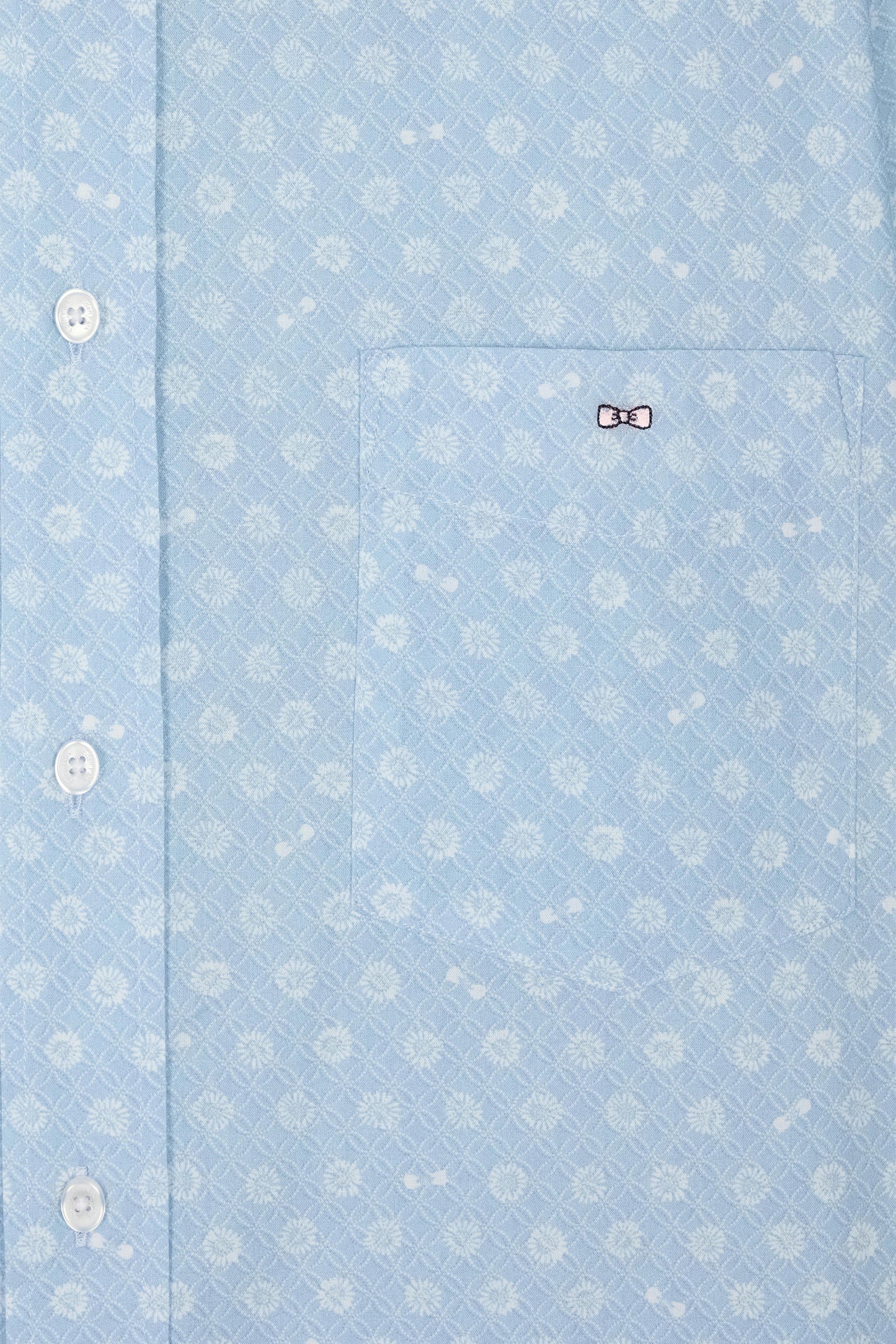 Chemise en popeline de coton ciel imprimé blanc coupe droite