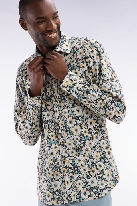 Chemise en popeline de coton à imprimé floral coupe droite - Image 3