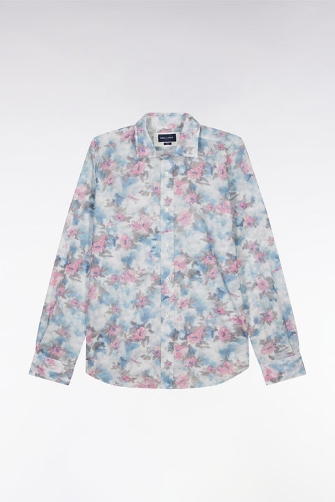 Chemise en coton ciel à imprimé floral coupe ajustée - Image 2