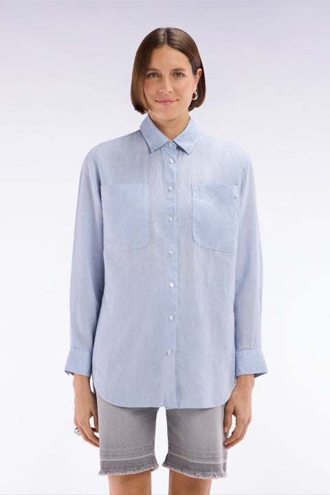 Chemise à poches plaquées en lin gris coupe oversized - Image 3