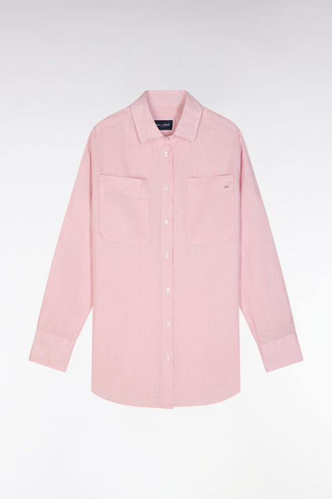 Chemise à poches plaquées en lin rose coupe oversized - Image 2