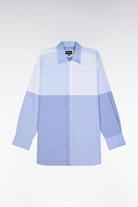 Chemise colorblock en popeline de coton bleue coupe oversized - Image 2