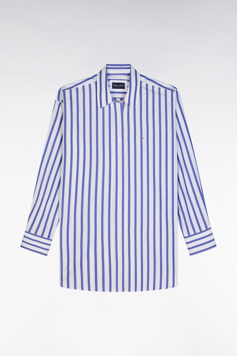 Chemise en coton blanche à rayures bleues coupe Oversized - Image 2