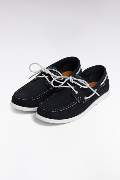 Mocassins bateau en cuir suédé marine - Image 3