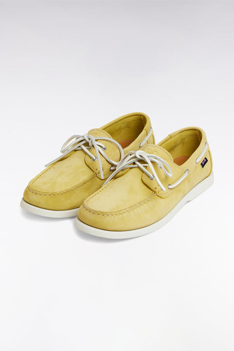 Mocassins bateau en cuir suédé jaune - Image 3