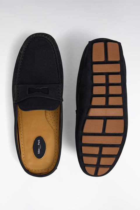 Mocassins babouches en cuir suédé marine - Image 3