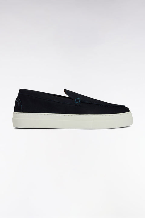 Mocassins à semelles sneakers en cuir suédé marine - Image 1