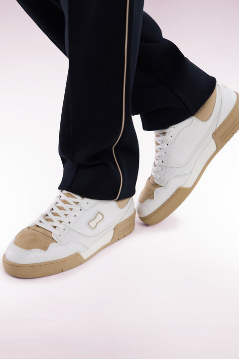 Sneakers EP10 en cuir blanches et beiges - Image 2
